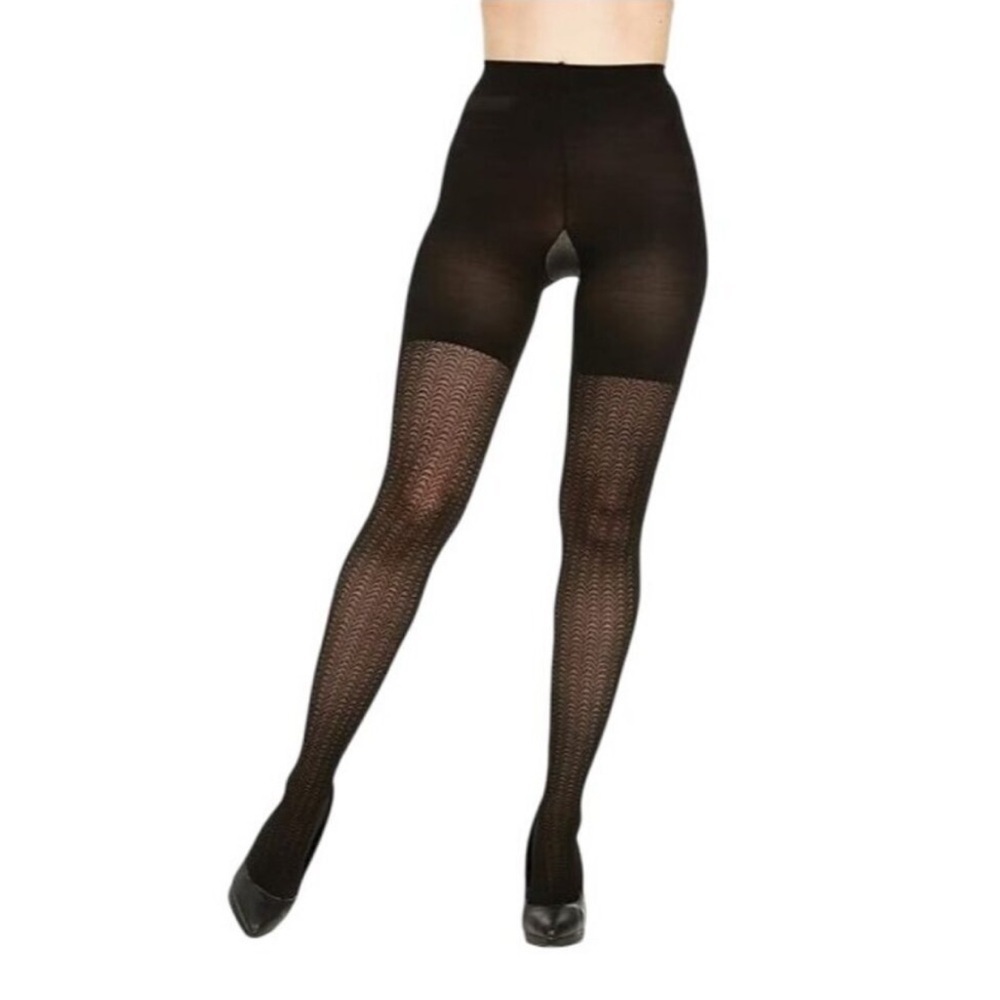 🌻NEW w/tags Spanx Assets Black Wishbone Textured Shaping Tights Size 3